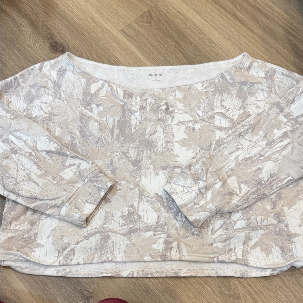 Hollister camo off the shoulder sweatshirt